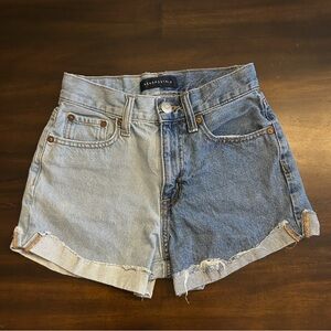 Aeropostale Women's High Rise Two-Tone Blue Jean Mom Short Style Shorts